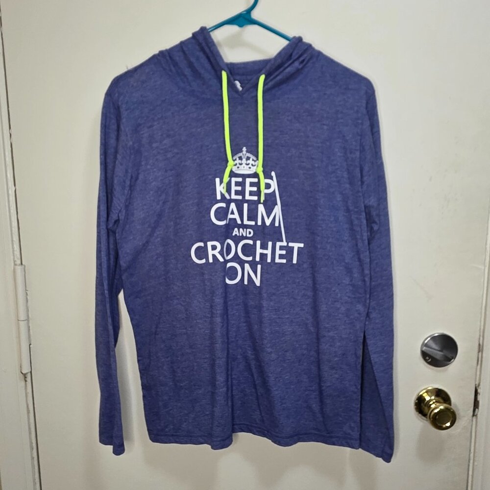 Keep Calm and Crochet On lightweight hoodie tee